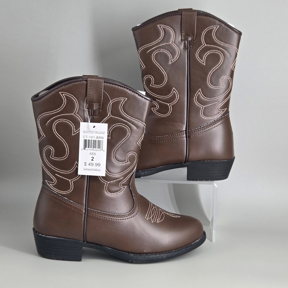 Canyon‎ Trails Cowboy Boots Kids Size 2 Brown Western Rodeo CT-101-BRN